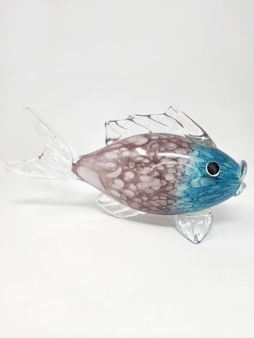 Vintage Handblown Blue and Purple Art Glass Fish